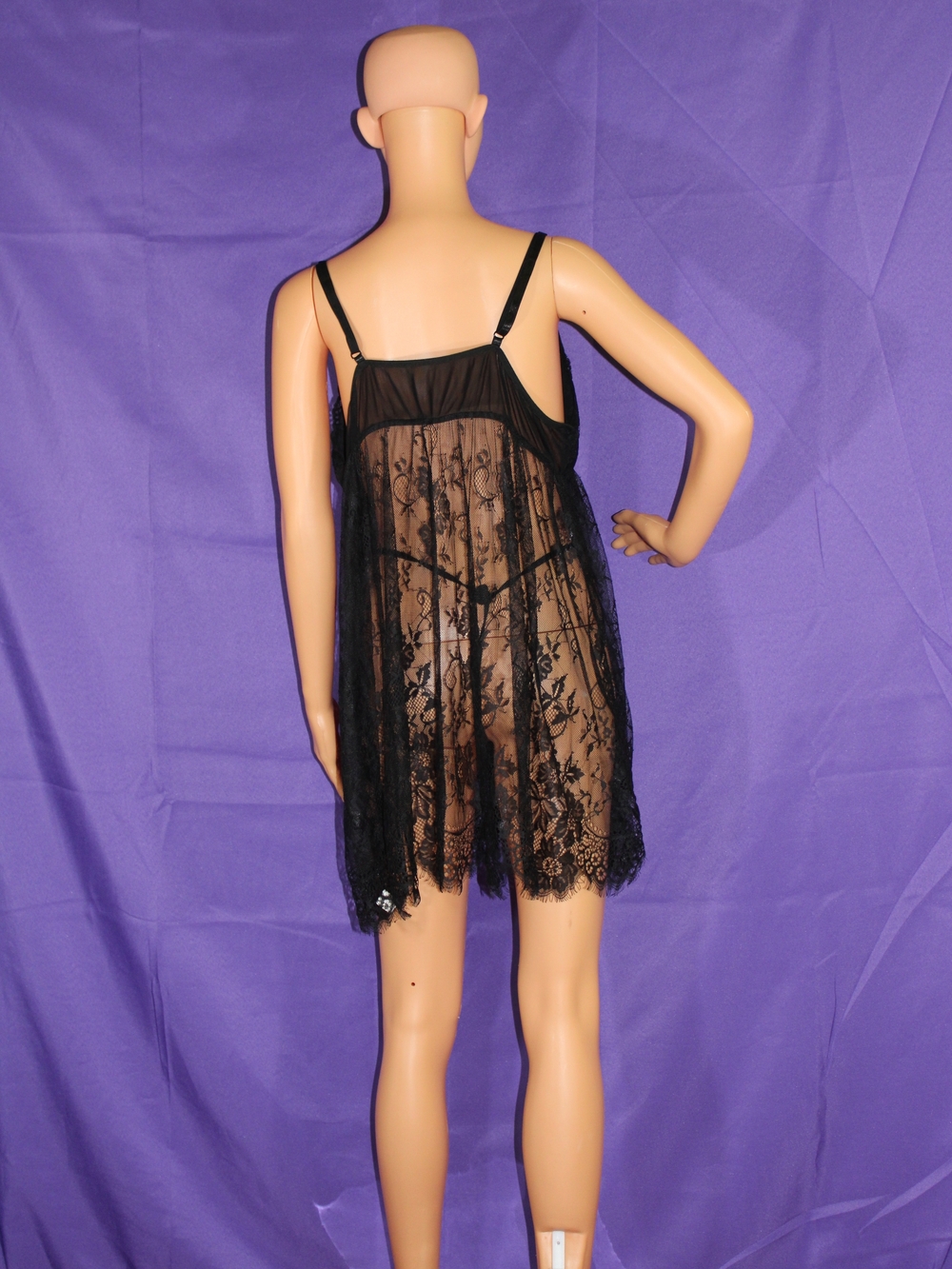 Black Lace Sheer Babydoll Chemise - Women Intimates - Picture 2 of 7